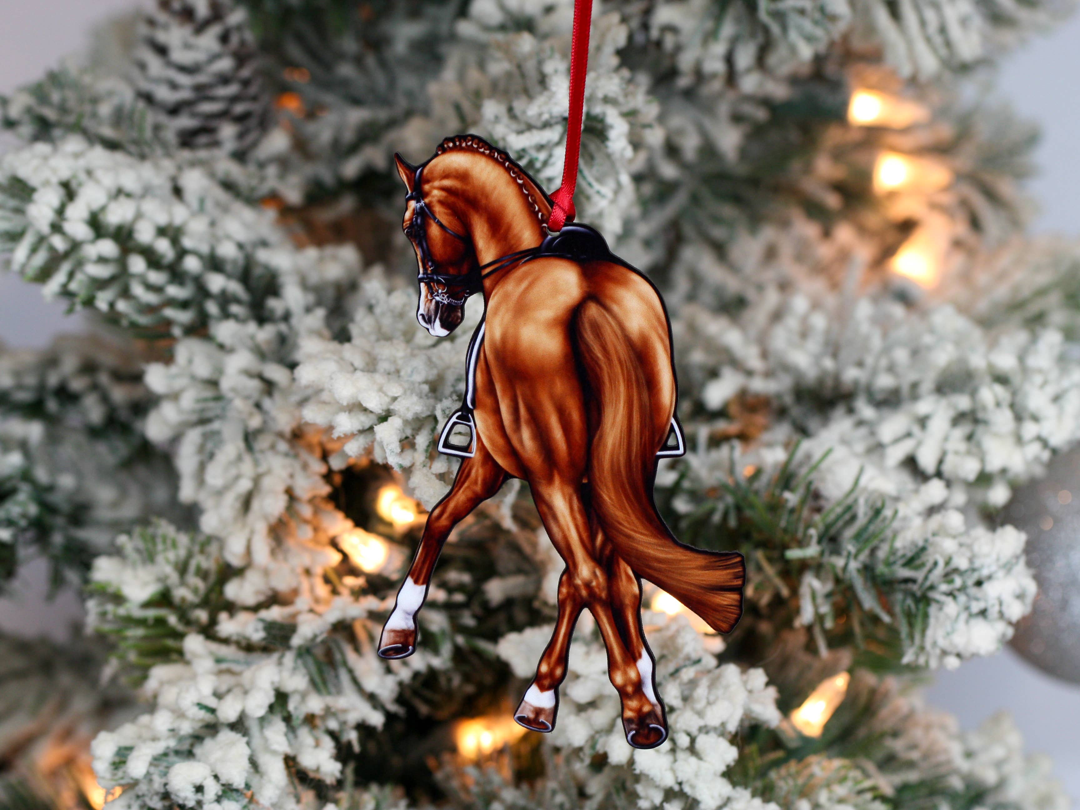 Classy Equine - Chestnut Half Pass Dressage Horse Ornament Equestrian Decor