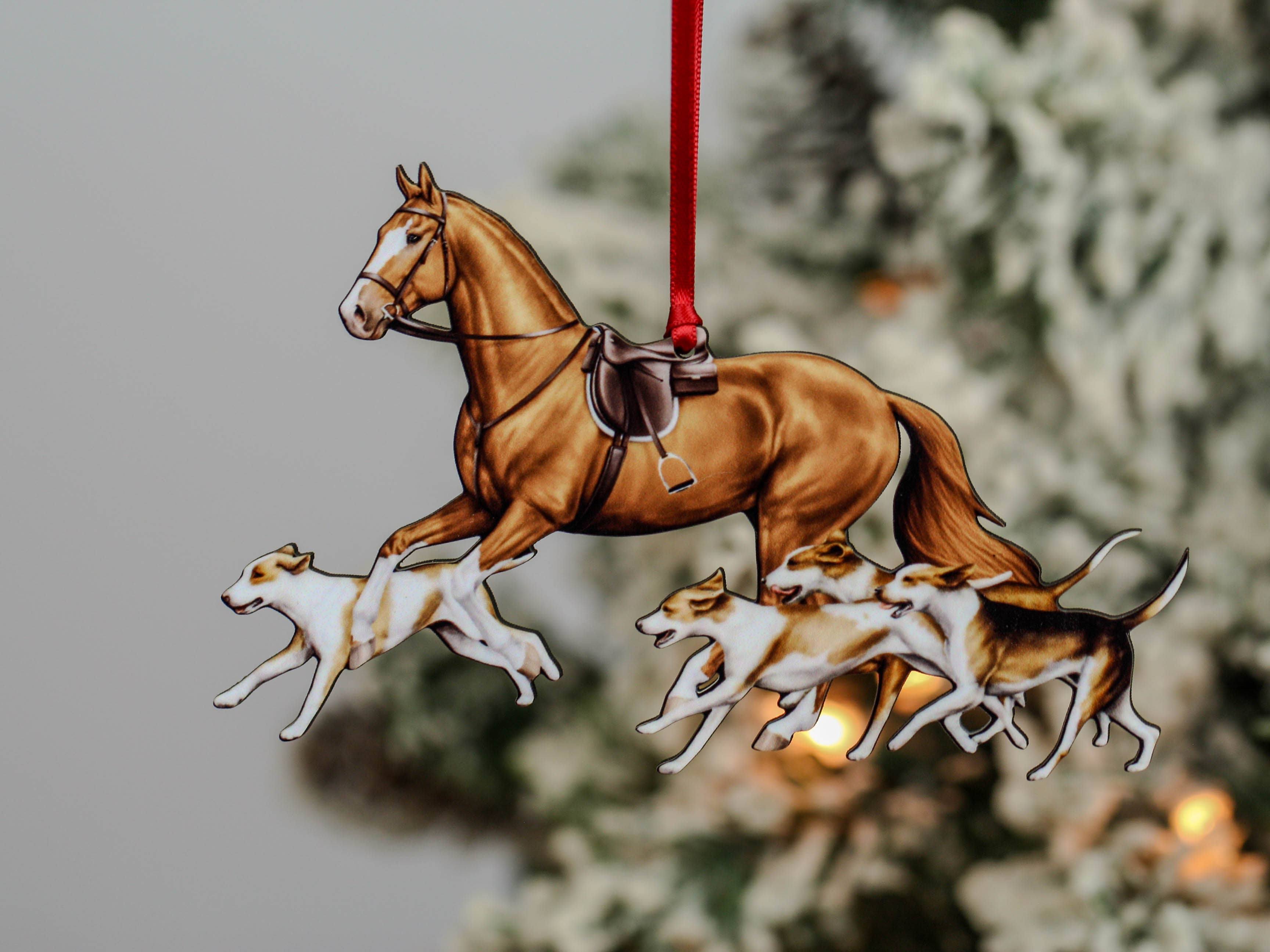 Classy Equine - Chestnut Fox Hunter Horse & Hound Field Hunter Ornament II