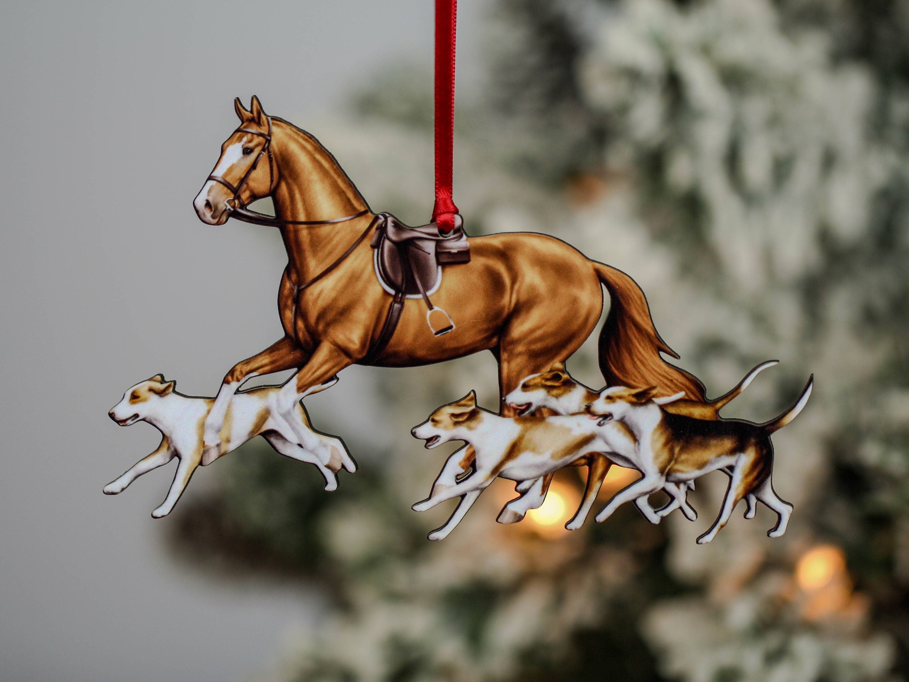 Classy Equine - Chestnut Fox Hunter Horse & Hound Field Hunter Ornament II