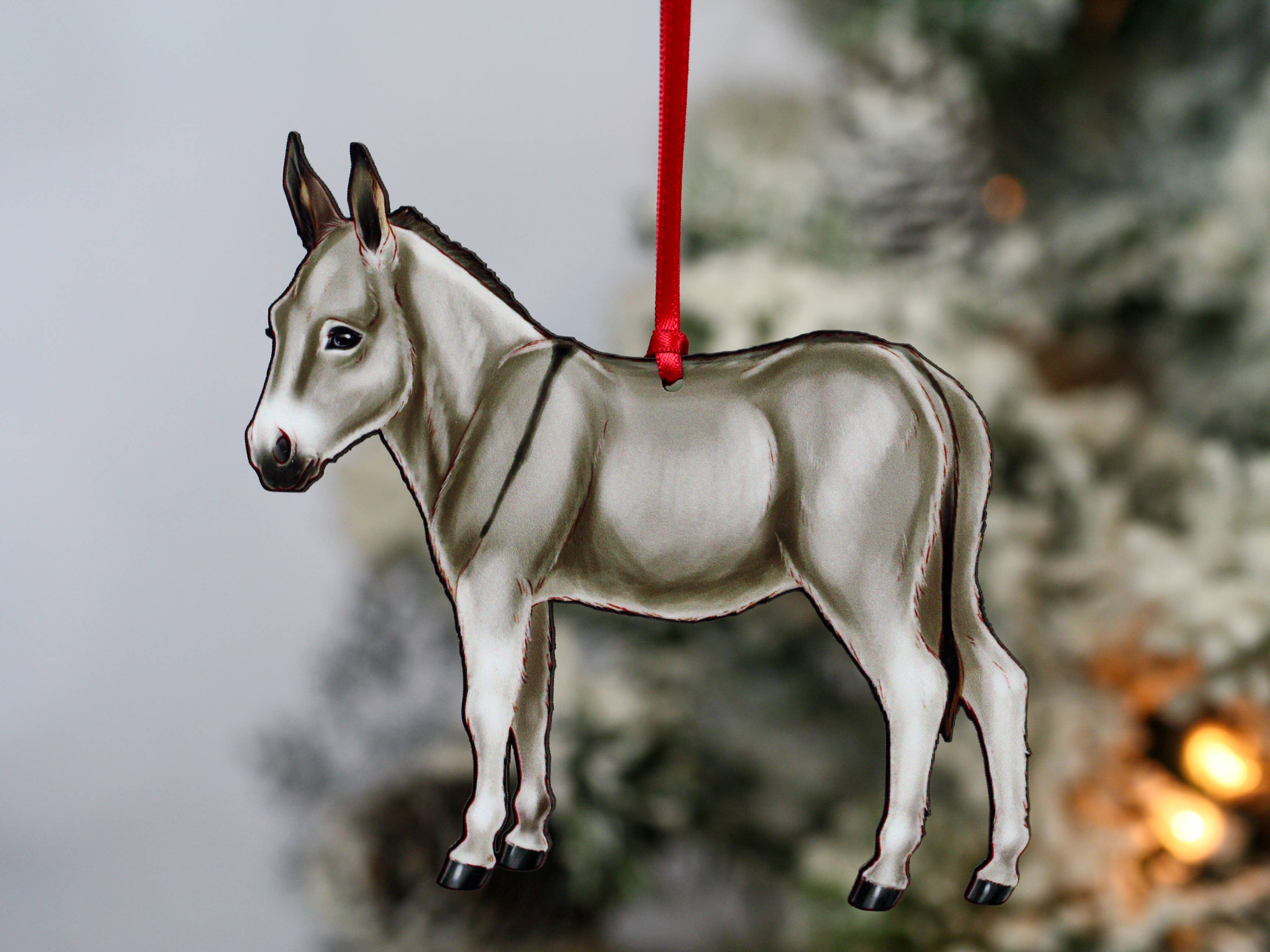 Classy Equine - Gray Miniature Donkey Christmas Ornament Decoration Gift