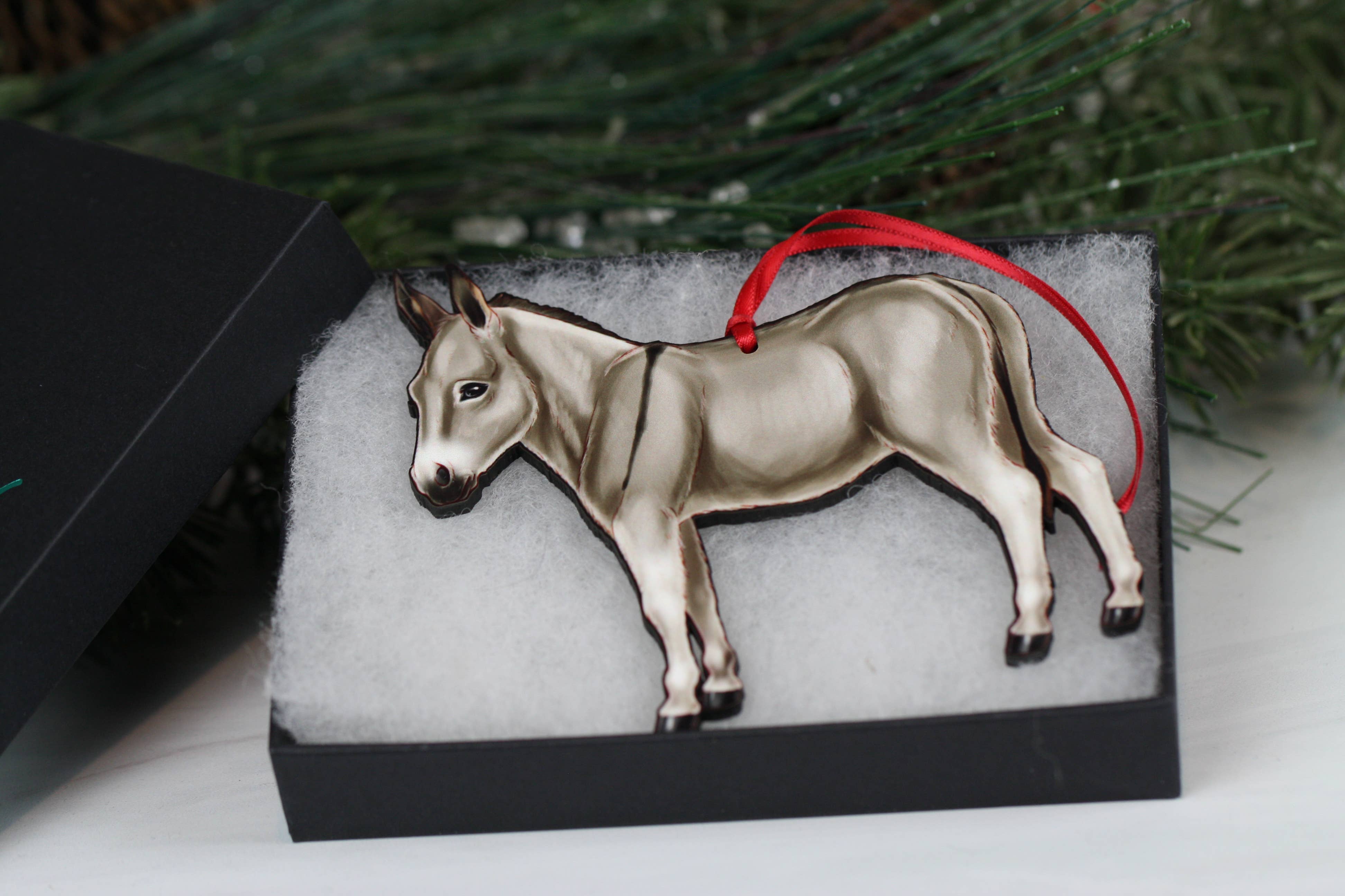 Classy Equine - Gray Miniature Donkey Christmas Ornament Decoration Gift