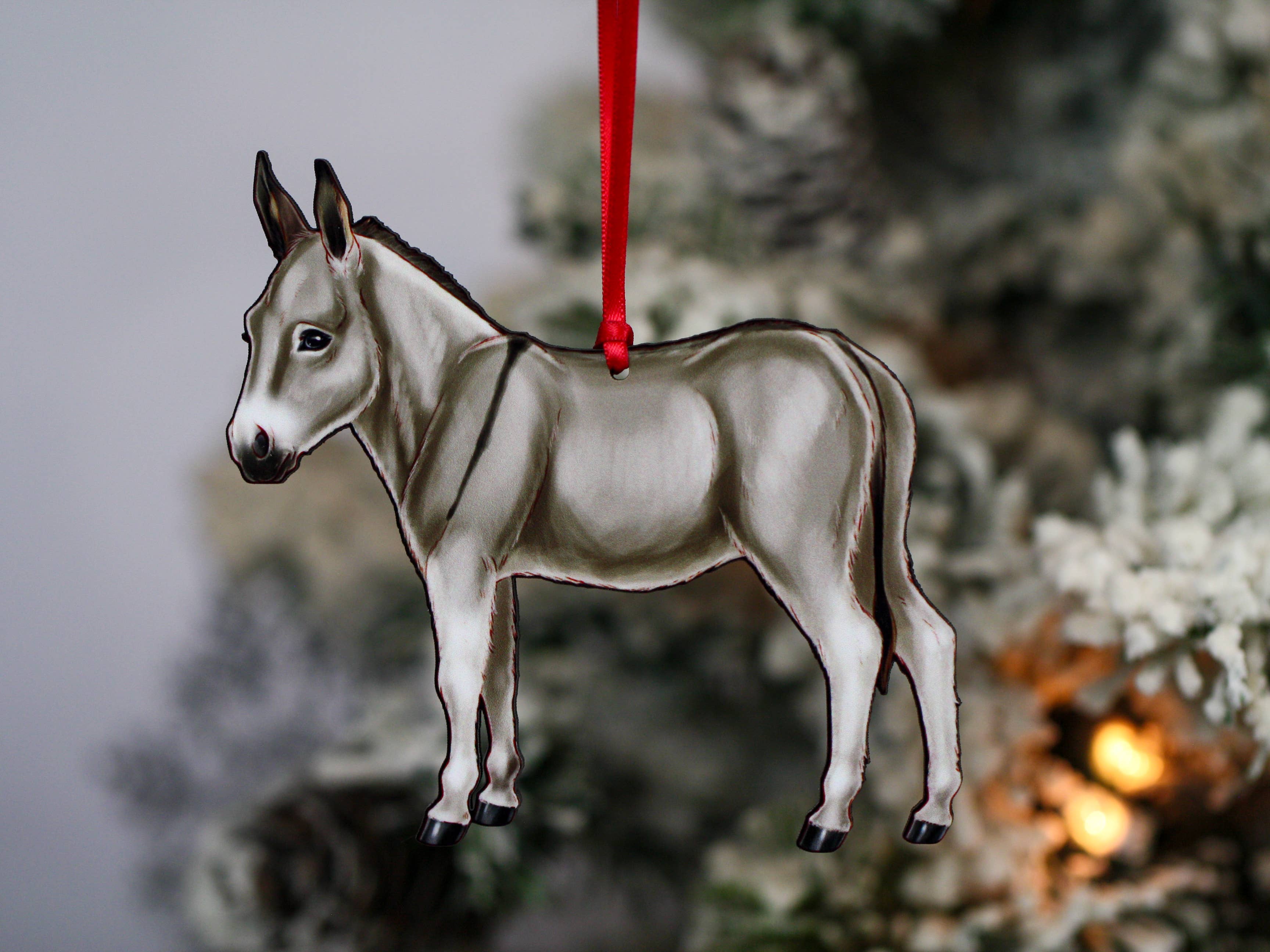 Classy Equine - Gray Miniature Donkey Christmas Ornament Decoration Gift