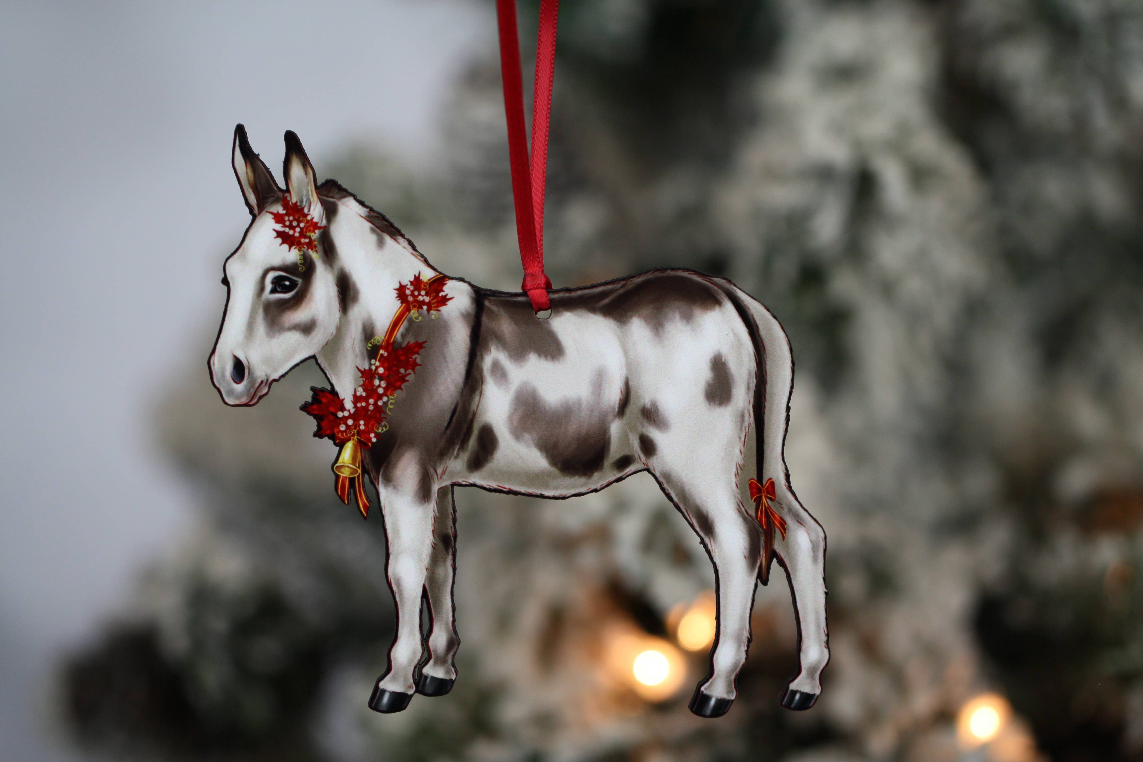 Classy Equine - Spotted Miniature Donkey Christmas Ornament