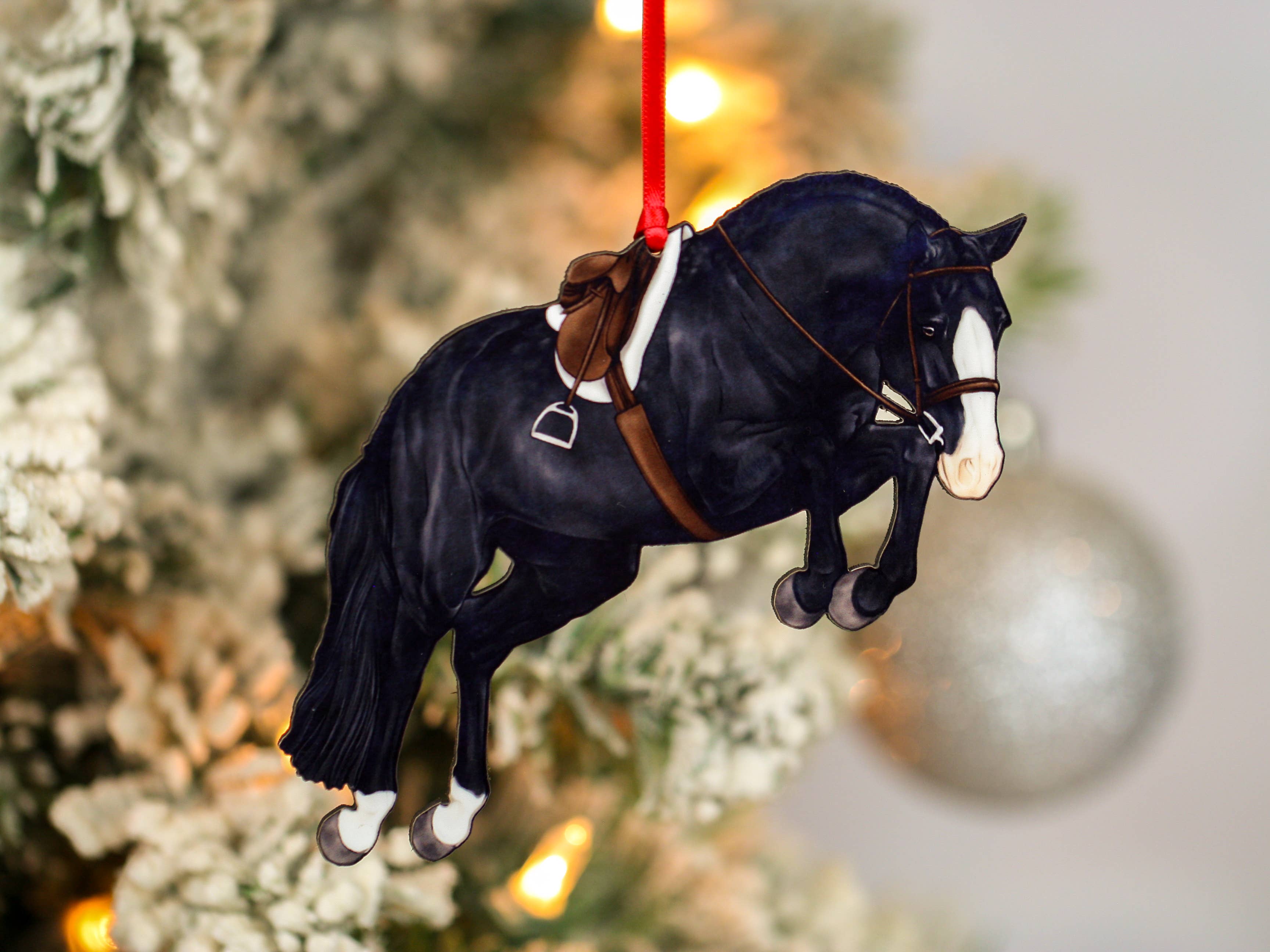 Classy Equine - Hunter Jumper Horse Christmas Ornament - Black Sport Horse