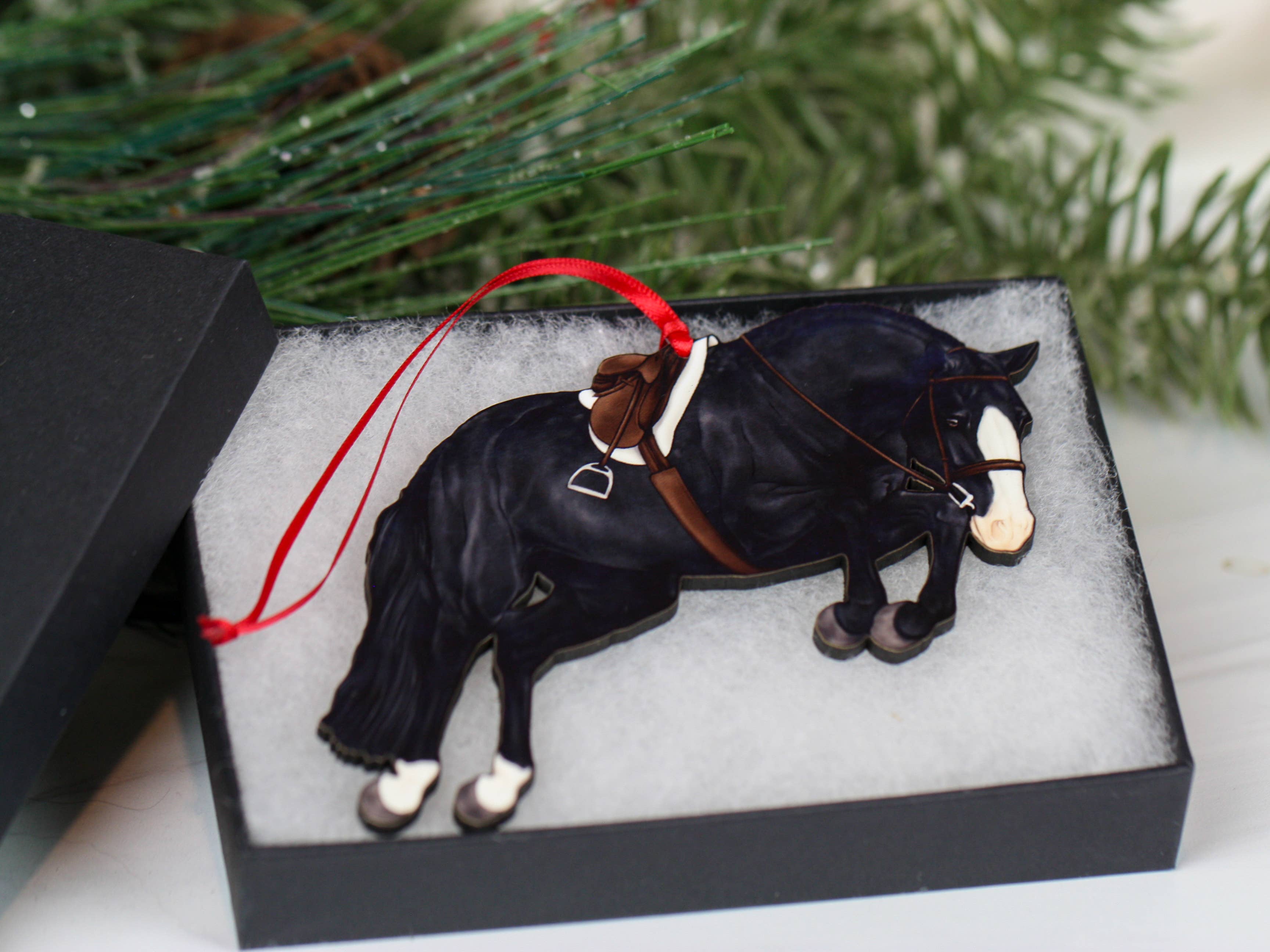 Classy Equine - Hunter Jumper Horse Christmas Ornament - Black Sport Horse