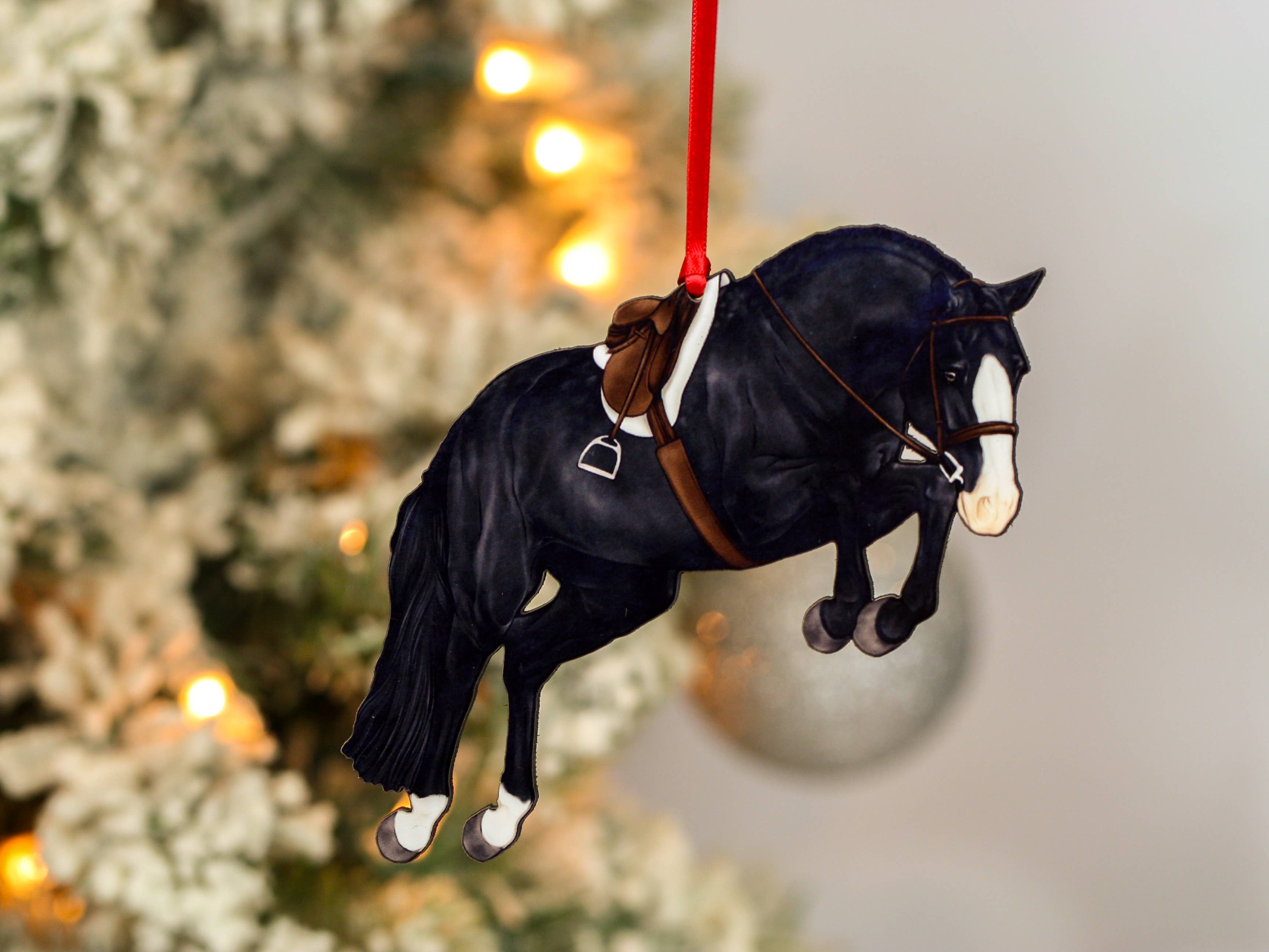 Classy Equine - Hunter Jumper Horse Christmas Ornament - Black Sport Horse