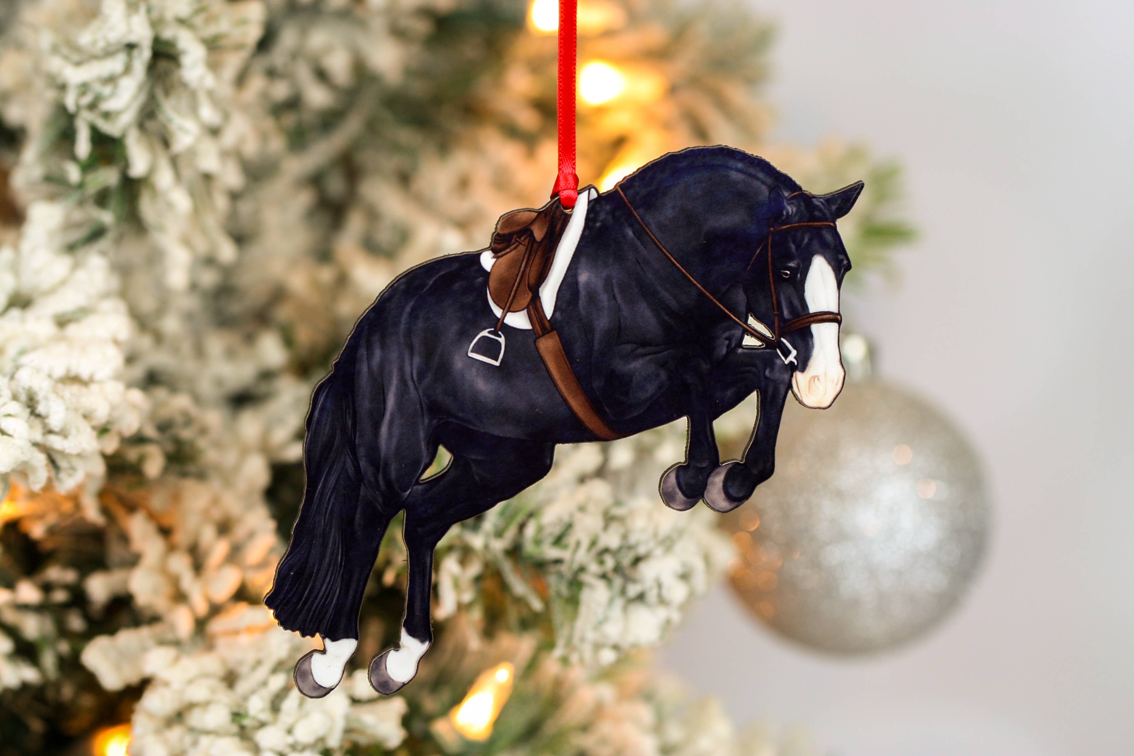 Classy Equine - Hunter Jumper Horse Christmas Ornament - Black Sport Horse