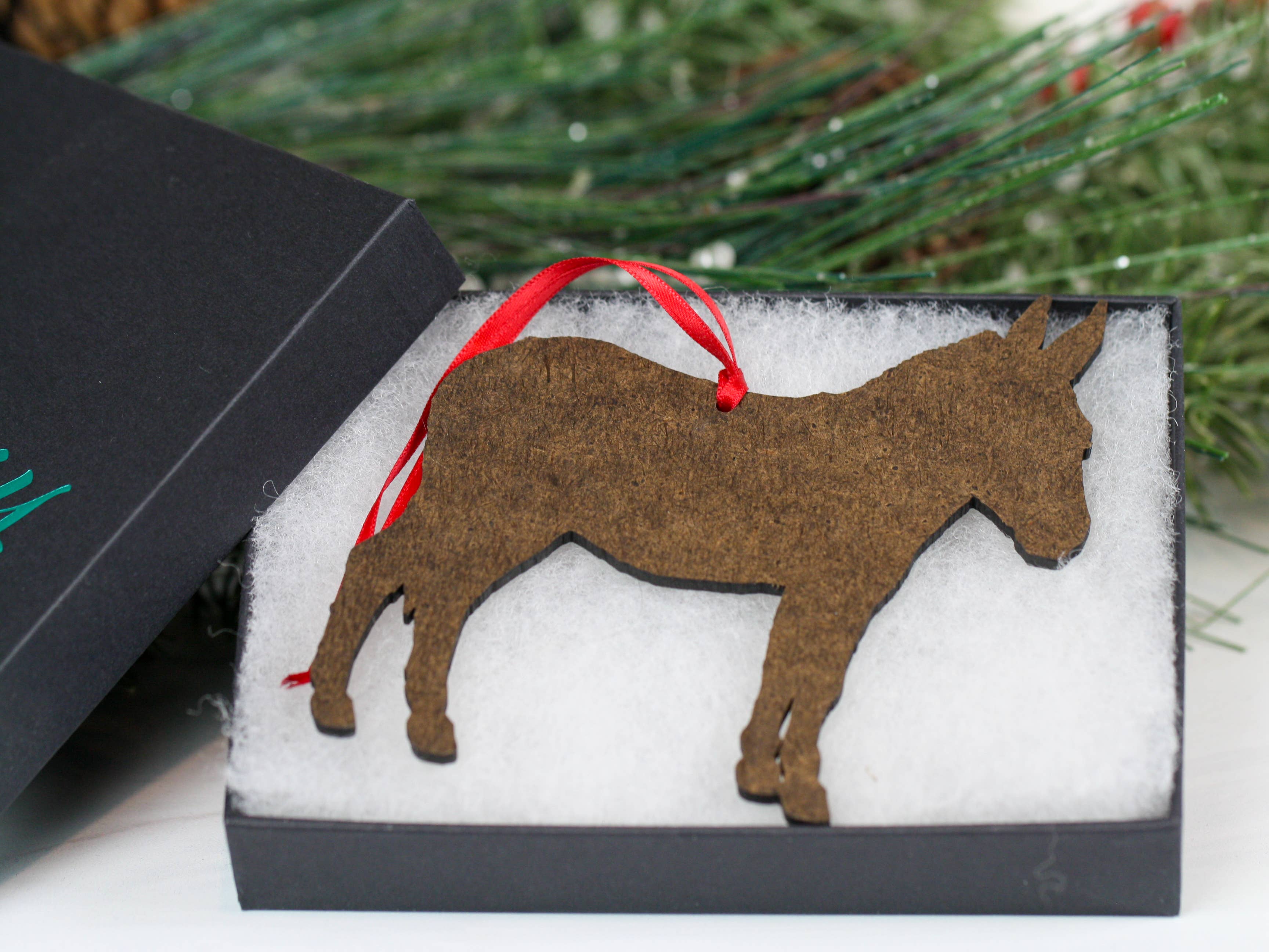 Classy Equine - Spotted Gray & White Miniature Donkey Ornament Christmas