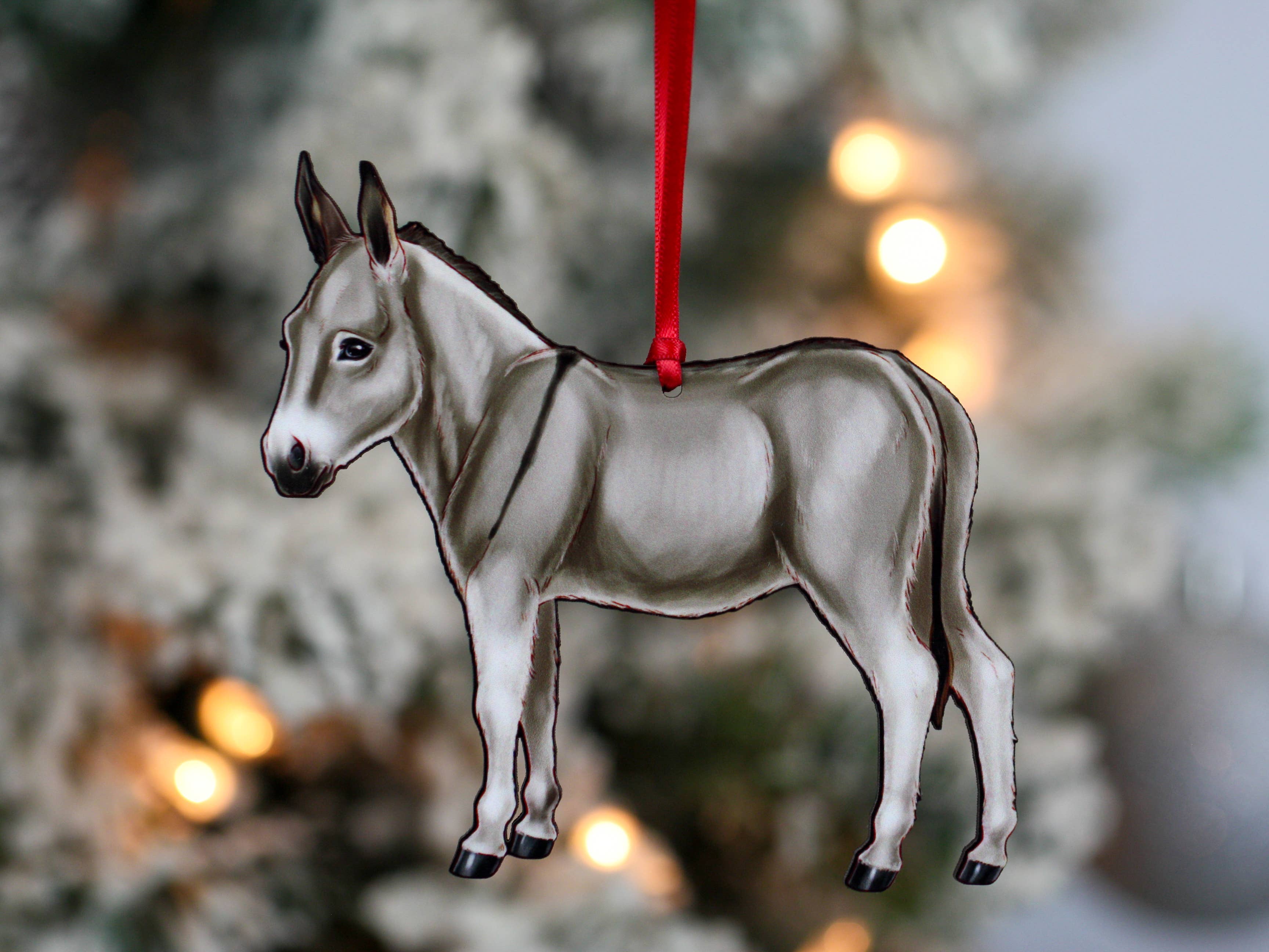 Classy Equine - Gray Miniature Donkey Christmas Ornament Decoration Gift