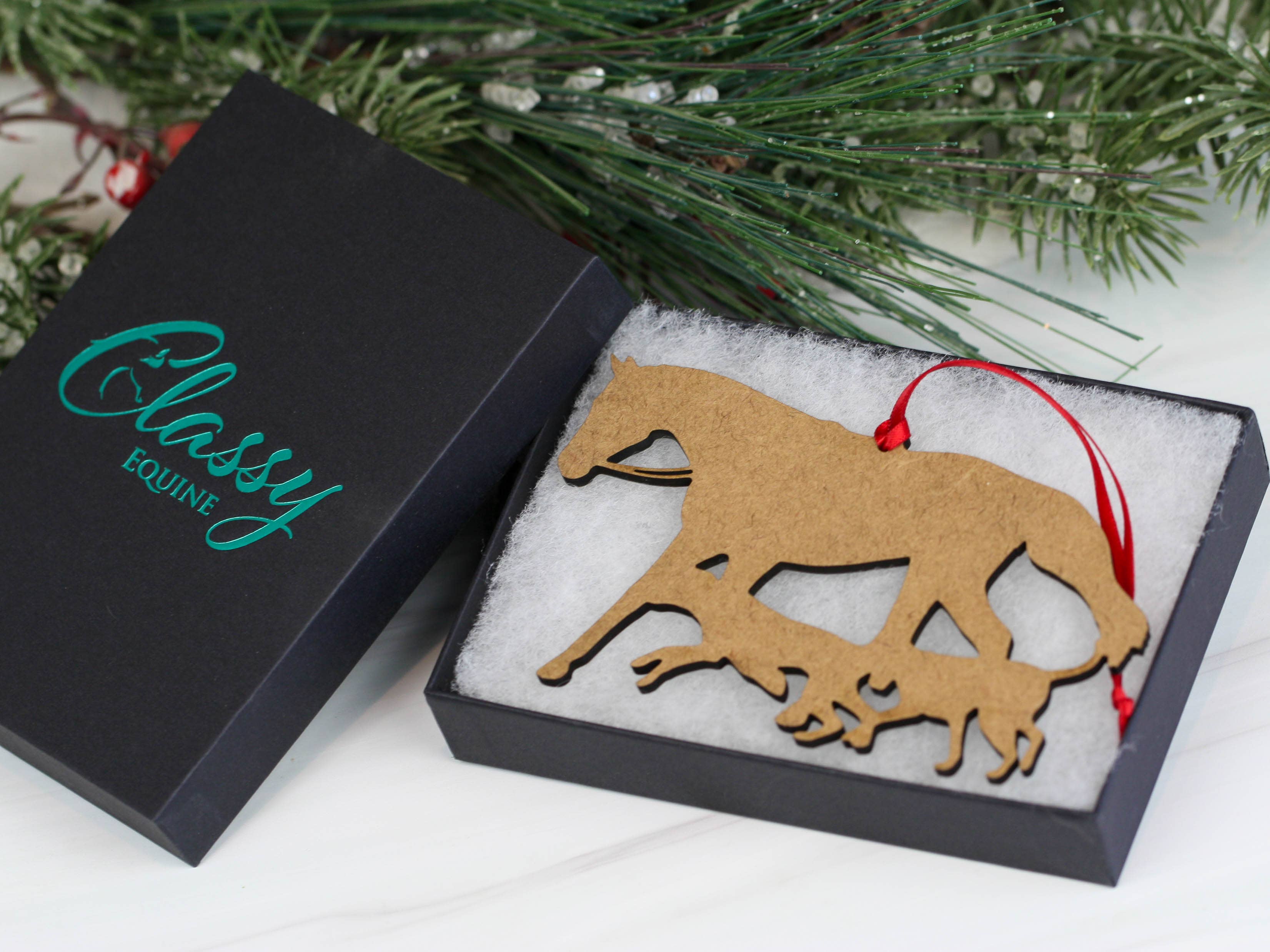 Classy Equine - Dapple Gray Fox Hunter Horse and Hound Field Hunter Ornament