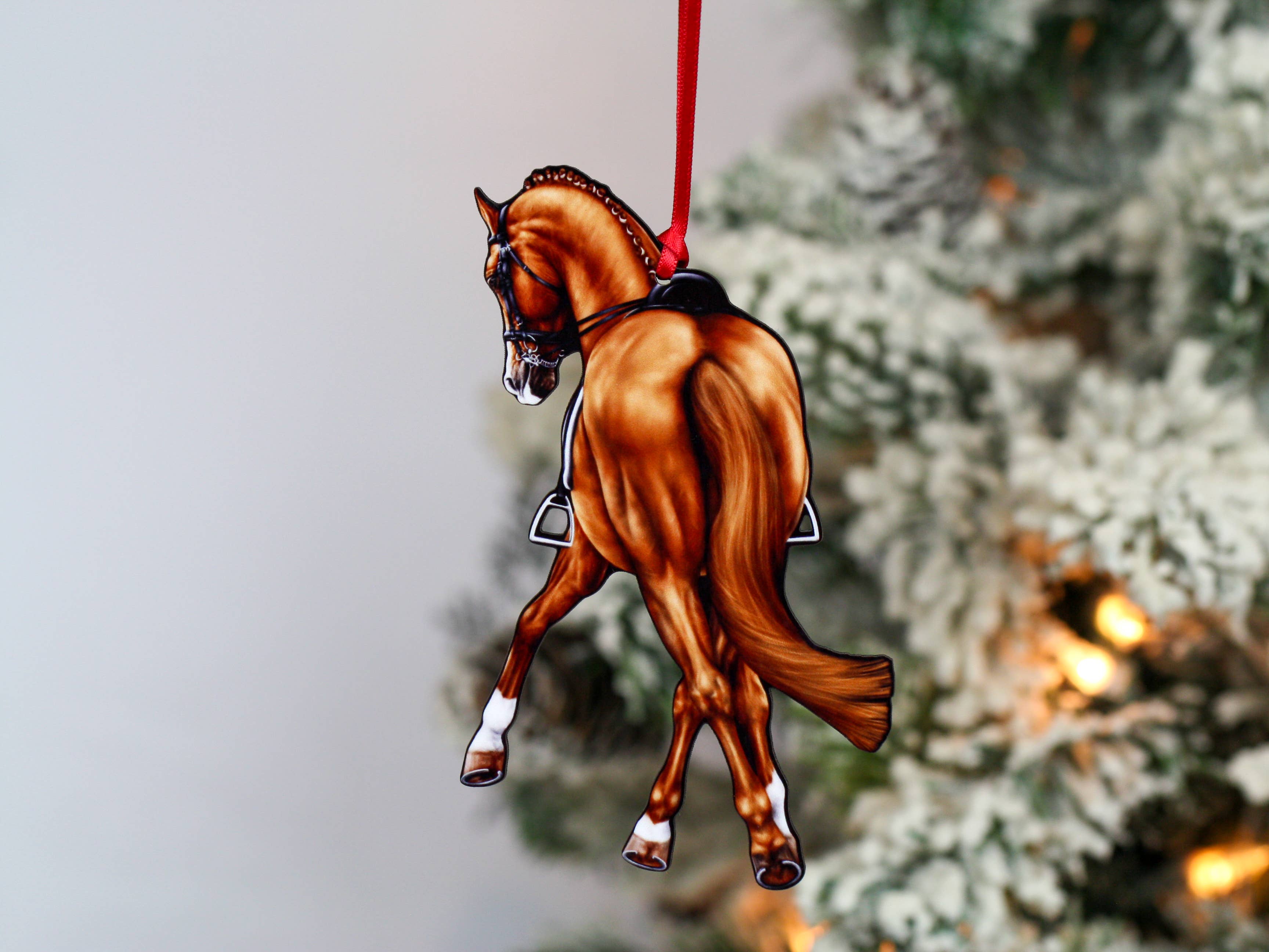 Classy Equine - Chestnut Half Pass Dressage Horse Ornament Equestrian Decor